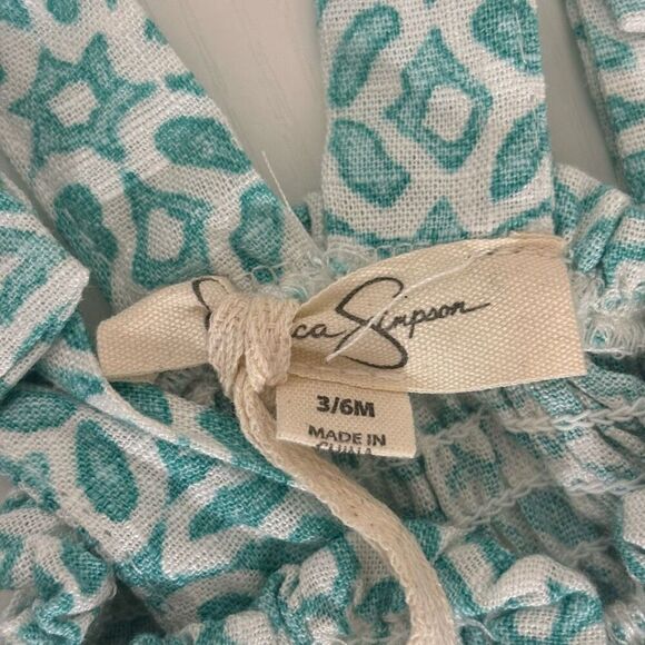 Jessica Simpson Baby Girls 2 Pc Summer Shorts aqua white Set size 3/6 months new - Picture 10 of 13